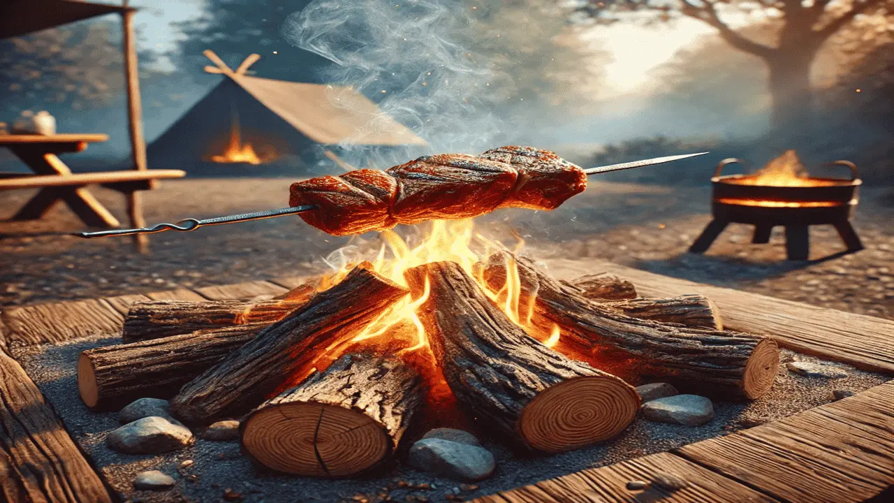 Smoke Meat on a Wood Campfire